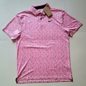 New Nike Dri Fit Pink foam knit Polo Shirt Medium
